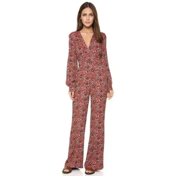 Free People Pants - Free People Sz 8 Some Like It Hot Floral  Long Sleeves Jumpsuits
